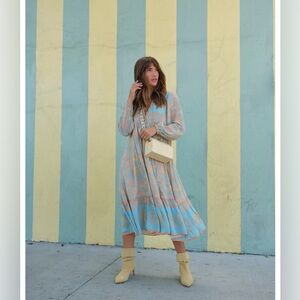 Spell Juniper Boho Midi Dress Eggshell Blue size Small Spell